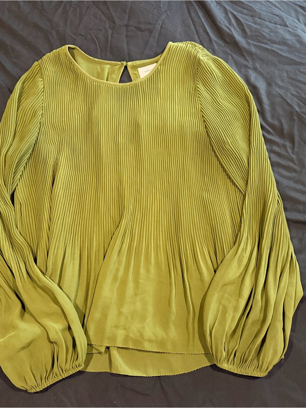 Wilfred Dark Green Pleated Long-Sleeve Blouse